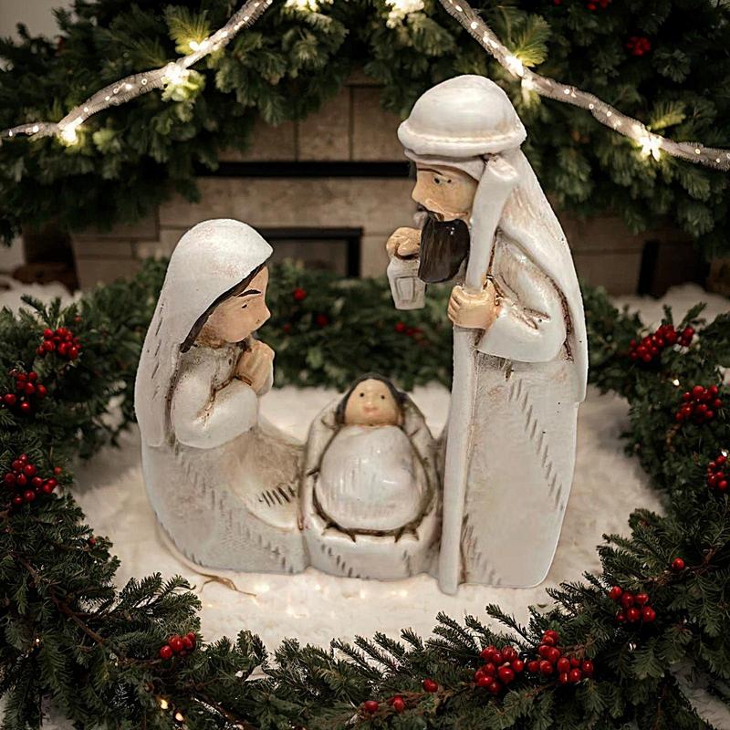 Holy Family Three Family Religious Collection Gift Imitation Carving Holy Family Resin Crafts Mini Nativity Scene Figurine
