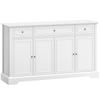 Living Room Sideboard, 3 Drawers, 4 Soft-Close Doors, Adjustable Shelves, White