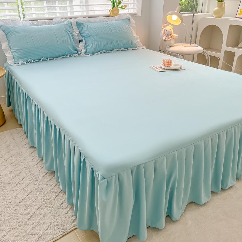 Bedroom Household Single-piece Sanding Bed Skirt Solid Color Skin-friendly Bedspread Bed Cover Bedroom Student Dormitory Sheets