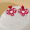 Spring Temperament Sweet Pink Layer Love Peach Heart Big Vacation Fashion Earrings Nail Jewelry