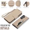 Detachable Leather Case for Samsung Galaxy Z Fold 7 ZFold 6 5 4 3 RFID Blocking Multiple Card Holder Wallet Phone Cover+Lanyard