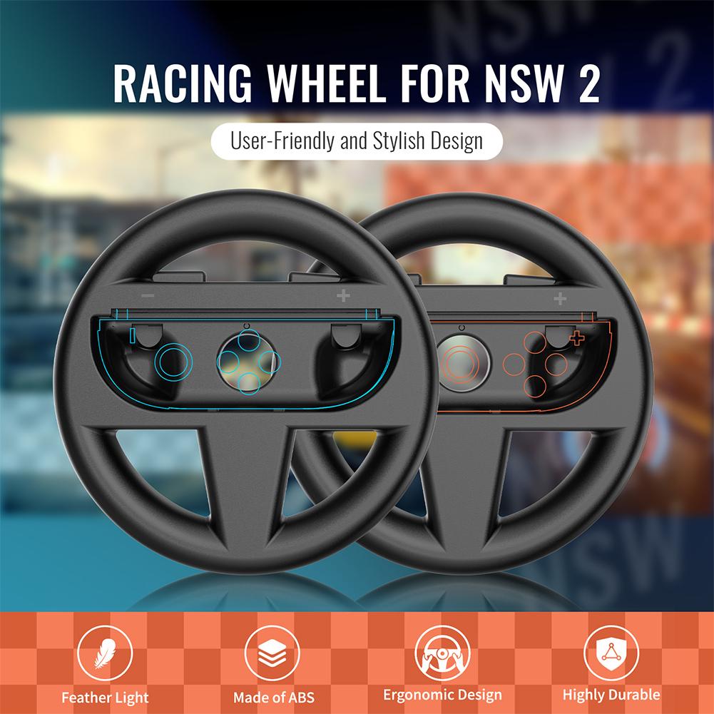 2PCS Racing Steering Wheels For Switch 2 Joy Con Controllers Left Right Handle Holder Grip Wheel For Nintendo Gaming Accessories