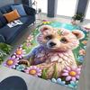 1pc Anime Cartoon Design Office Chair Mat - Flower Bear Floral Pattern Anti-Slip Carpet for Home Decor, Suitable for All Seasons.H053