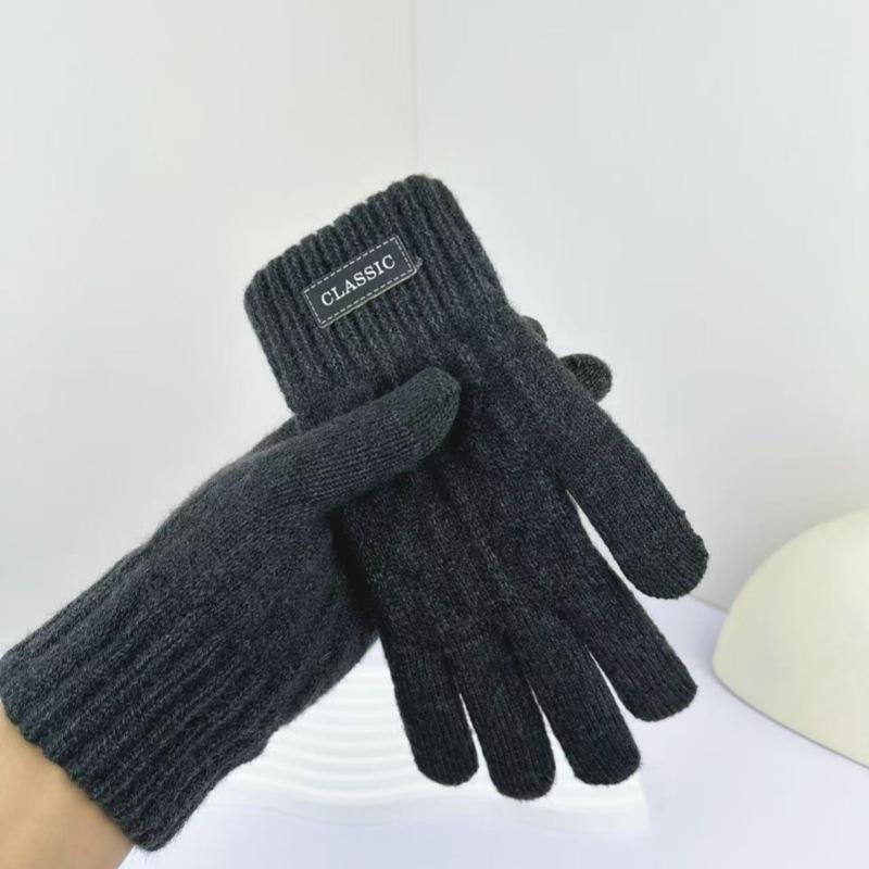 WTEMPO Men's Winter Knitted Touch Screen Full Finger Cold Resistant Thick Gloves
