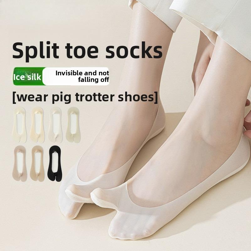 Calzini a punta divisa, Calzini invisibili da due pollici, Calzini estivi da donna, Stile zoccolo di pecora, Fondo in cotone, Antiscivolo, Tallone antiscivolo, Scarpe da barca