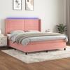 Exclusive House - Slatted Bed Base Mattress and LED Pink 160x200 Cm Velvet