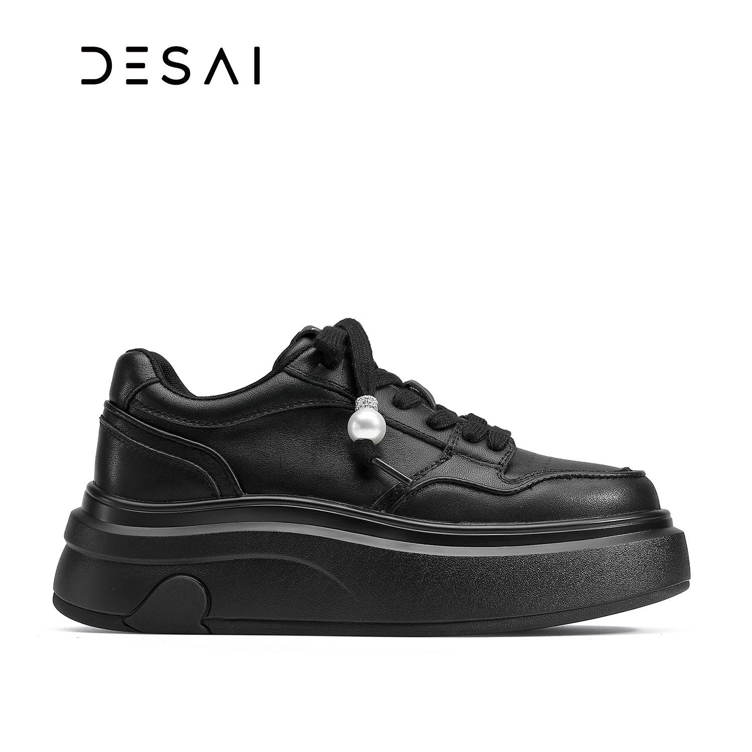 Desai Women s Autumn White Sneakers: Thick Sole, Height-Boosting, Versatile, Comfortable Low-Top Casual Fashion Shoes 39