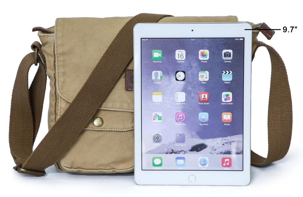 Gootium LM30624AMG Cotton Canvas Shoulder Bag Messenger Bag Unisex Khaki