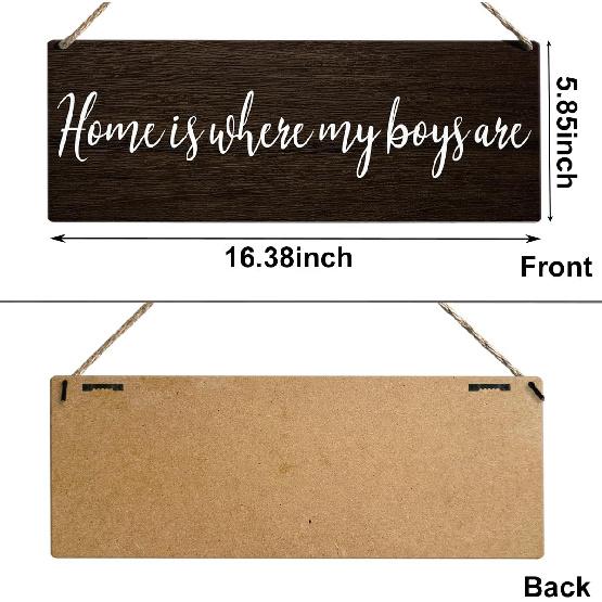 Boy Mom Gifts, New Mom Gifts, Home is Where My Boys are Wood Sign Decor, Farmhouse Wall Hanging Decoration for Home Bedroom, Boy Mom Mother's Day