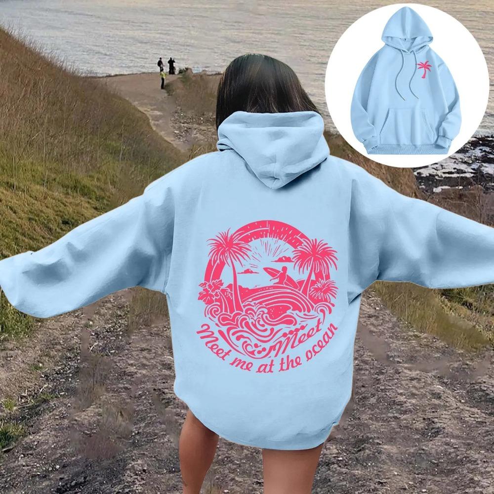 Damhuvtröja med bokstavstryck, långärmad, pullover, avslappnad streetwear-mode, HipHop-tröja, Harajuku, Unisex