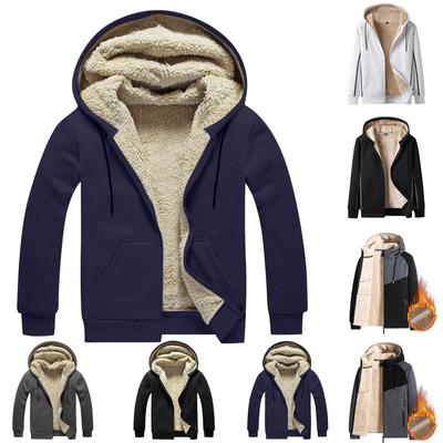 Men's Winter Warm Top Coat Lamb Fleece Cardigan Hoodie Fleece Thick Jacket Casual Hoodie Plush Hoodie Coat