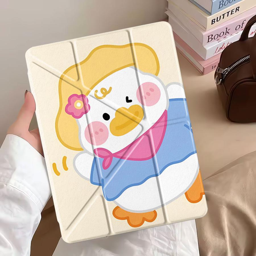 Yellow Hat Duckling Holder Cover Tablet Case For iPad Pro 2025 Pro 11th 10th 9th 8th 7th 12.9inch Air 4 5 M3 M2 1 2 M4 11inch