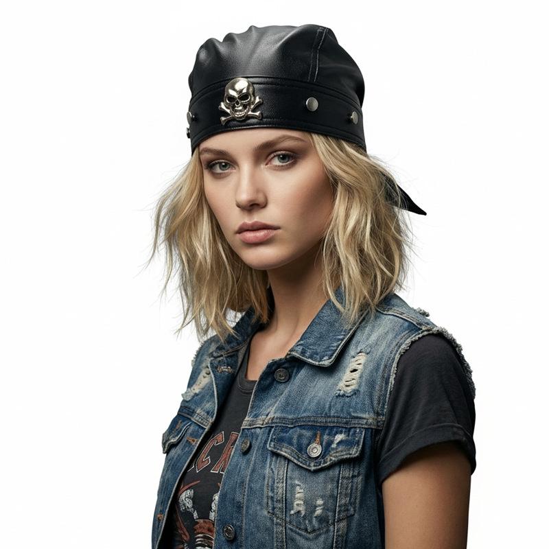 Rivetto Custodia in Pelle Cinturino per la Testa Cappellino Cappellino Harley Cappellino Ferroviario Cappellino Pirata Cappellino Baotou in PU