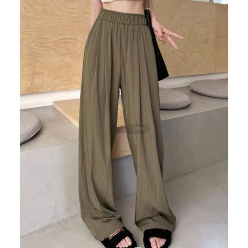 Warm Season and Summertime New High Waist Drape Straight Casual Pants Wide Leg Trousers