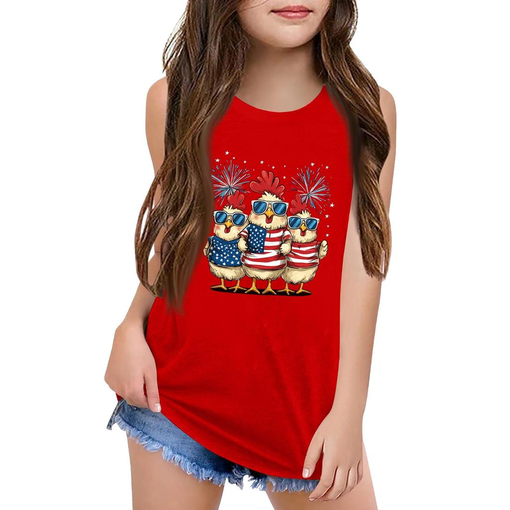 Girls  Kids Summer Crewneck Sleeveless Shirts Tank Tops
