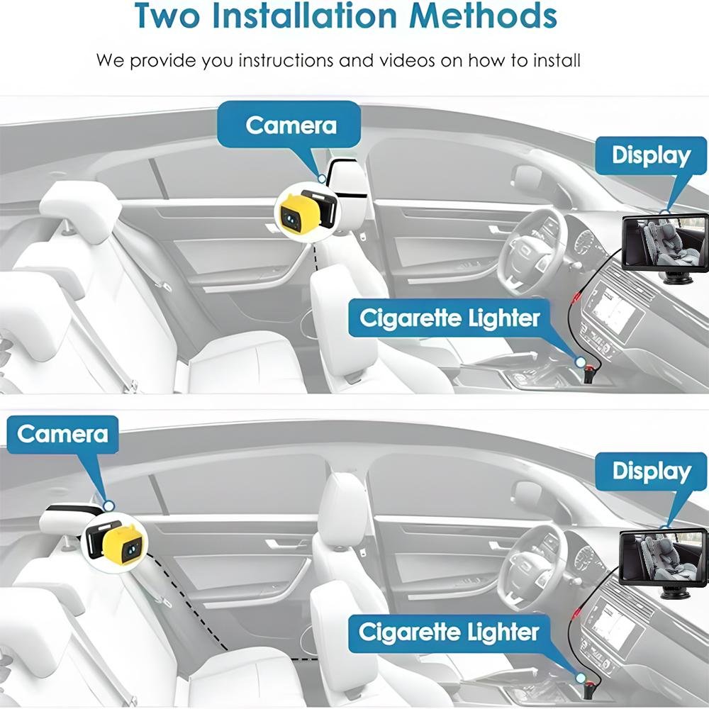 Car Baby Mirror Adjustable 170° Wide Angle 7in Car Rear Seat Baby Child Safety Mirror Monitor Rotatable Interior Rearview Mirror