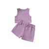 Mädchen Einfarbiges Set - Ärmelloses Top & Shorts mit Gummizug