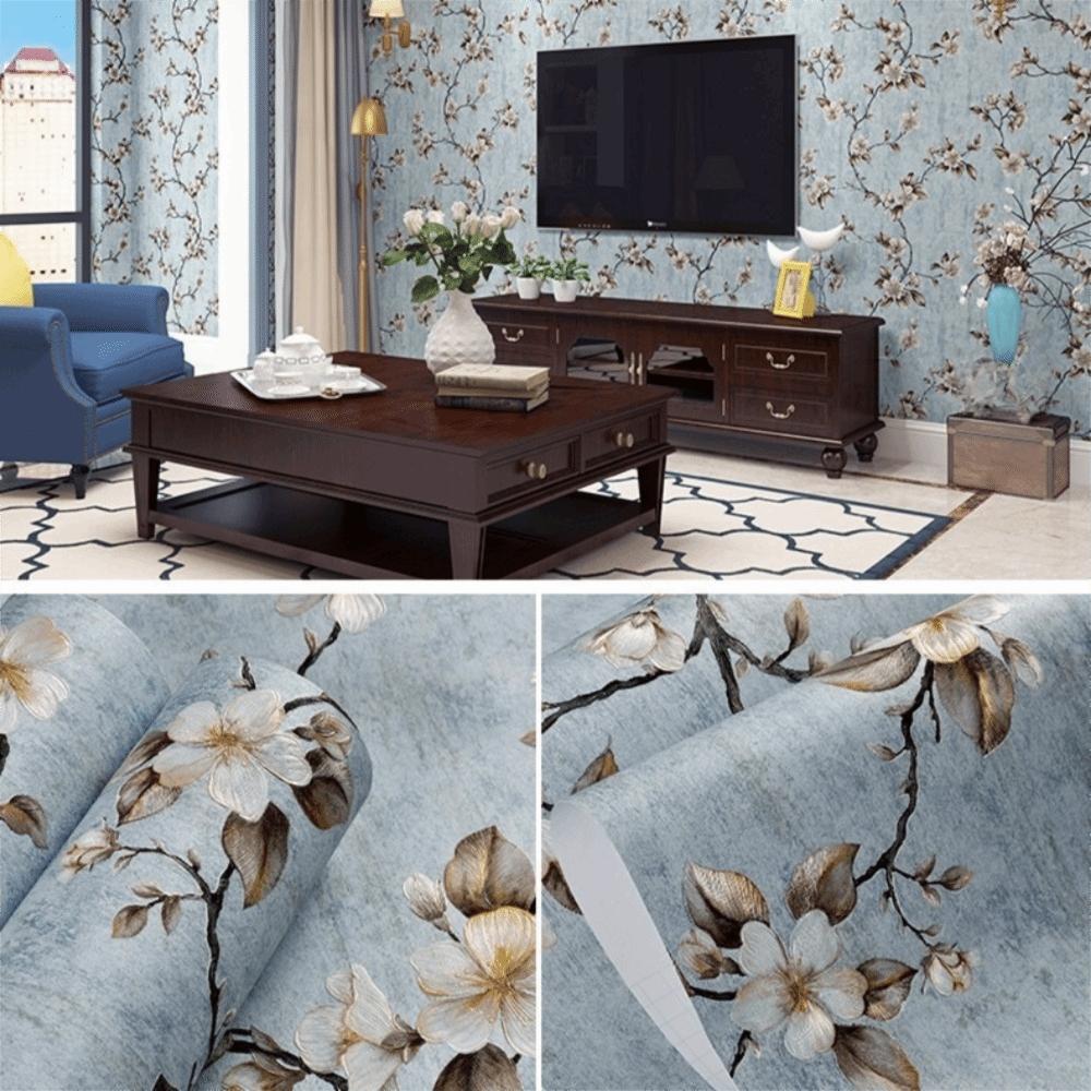 Non-woven Fabric Self Adhesive Wallpaper Aluminum Foil Bottom American Retro Wall Sticker  Wardrobe