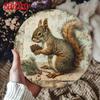 Vintage Squirrel Pinecone Metal Tin Sign 8x8 Rustic Wall Decor