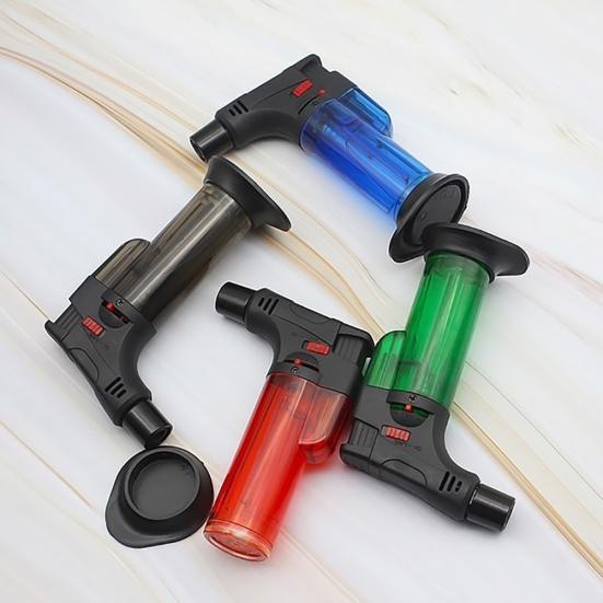 Kitchen Torch Windproof Refillable Plastic Security Lock Butane Torch for Camping
