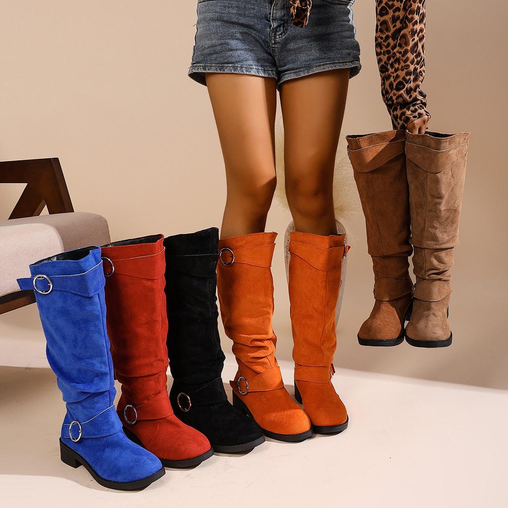 Large Size Women's Boots Autumn and Winter New Fashion Boots British High Top Suede Boots Children's Knee High Boots Knight Boot