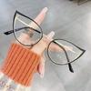 Fashion Metal Decorative Optical Spectacle Eyeglass Personality Hollowed Cat Eye Anti-Blue Glasses Ultra Light Unisex Glasses
