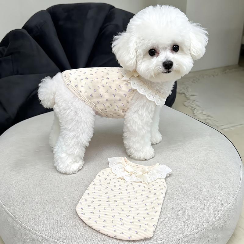 Dog Clothes Spring and Autumn Bigbear Kitten Muppet Pomeranian Teddy Small Dog Sherina Bow Pet Vest
