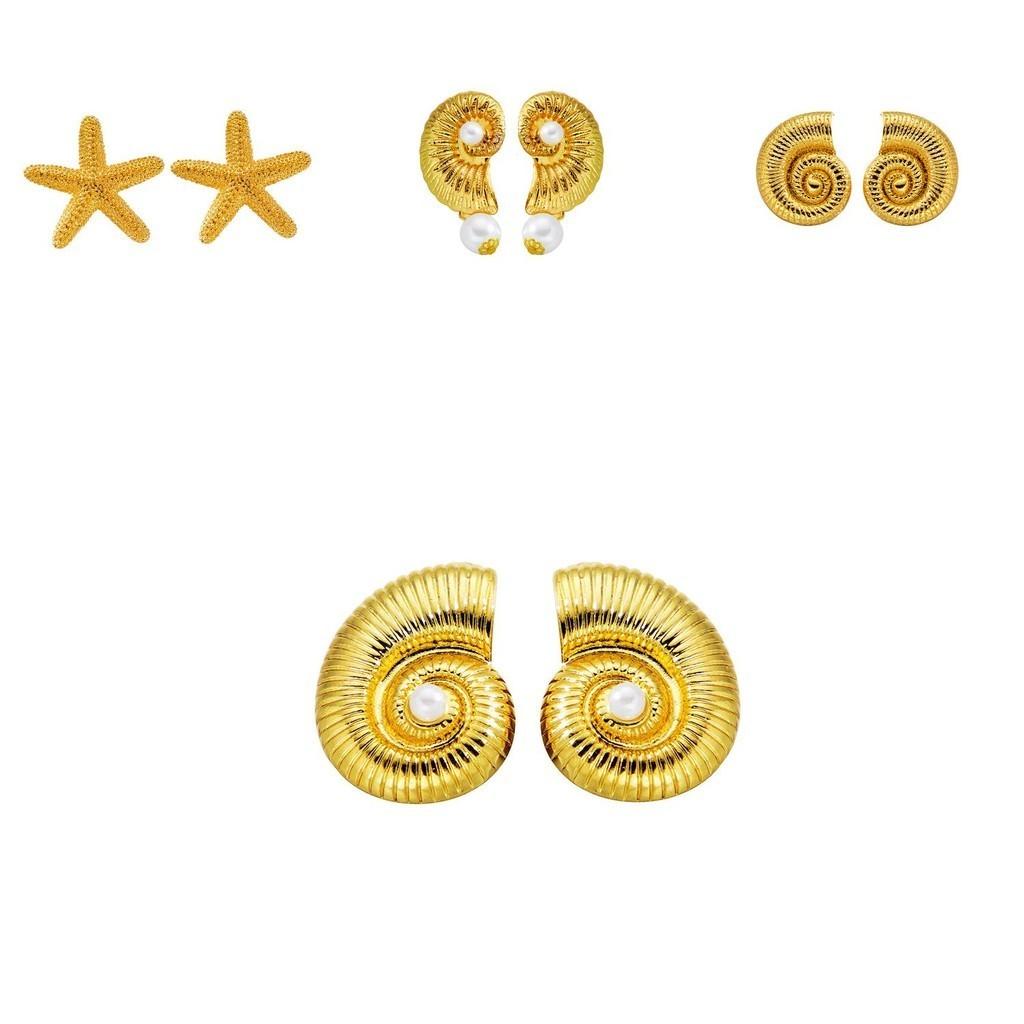 Alloy Beautiful Earrings With Geometric And Animal Designs Featuring Pearls Shells And