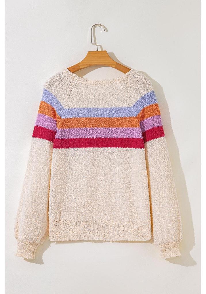 2025 Autumn Women's Dopamine Print Round Neck Pullover Sweater - European & American Style