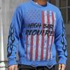 Pull Drapeau Américain Vintage Homme Streetwear Col Rond Maille Haut Pull Casual