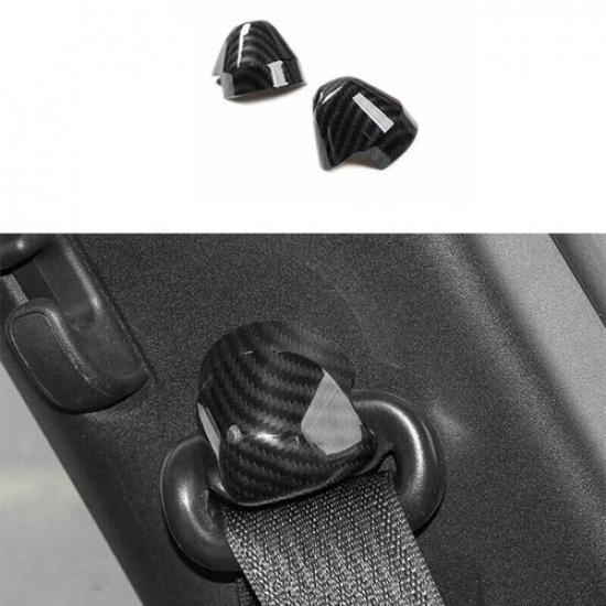 2PCS Seat Belt Adjustment Carbon Fiber Fit For Ford Mustang 2015- Cover Trim