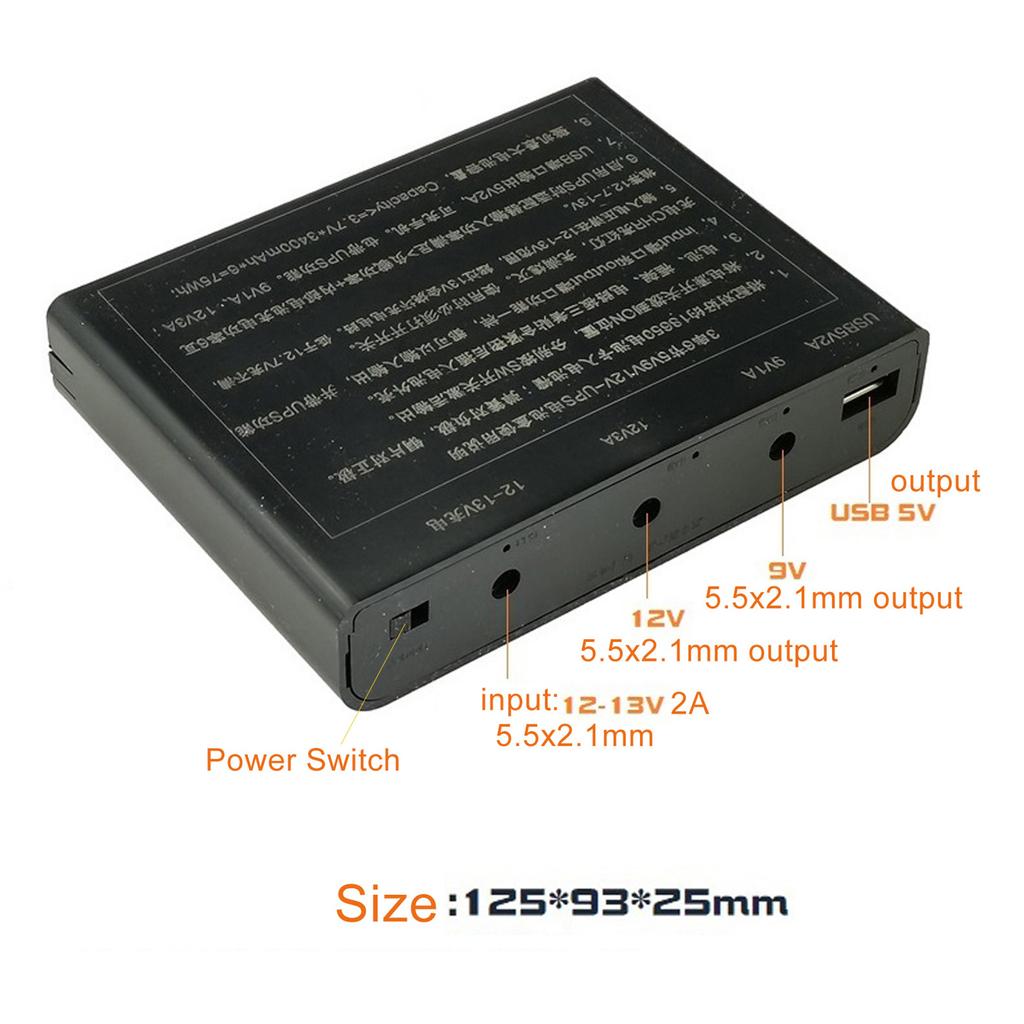 USB 5V 9V 12V výstup 18650 Batéria UPS Power Bank Box s 5,5 x 2,1 mm káblom samec – samec pre smerovač Telefón LED CCTV kamera