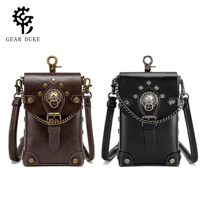 Retro Small Square Bag Steampunk Metal Decorative Bag Chain Change Mobile Phone Satchel