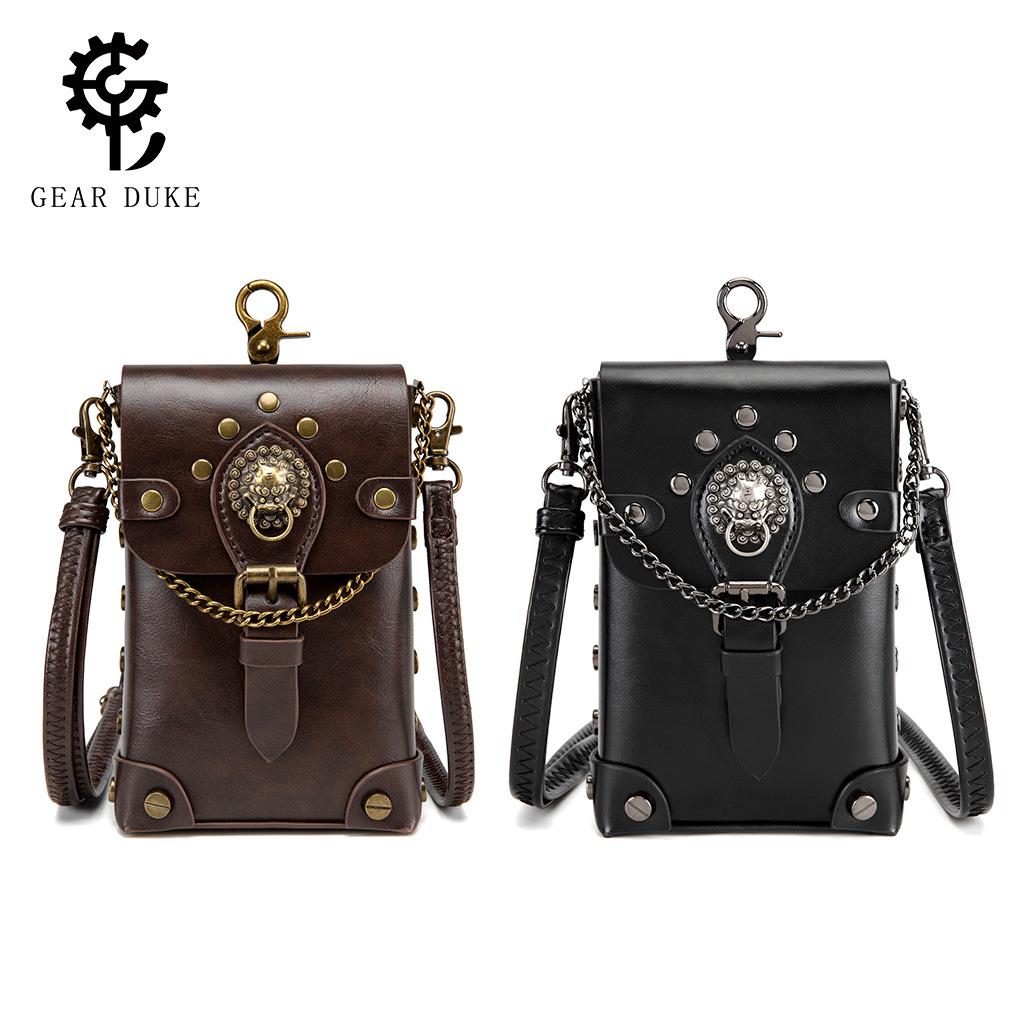 Retro Small Square Bag Steampunk Metal Decorative Bag Chain Change Mobile Phone Satchel