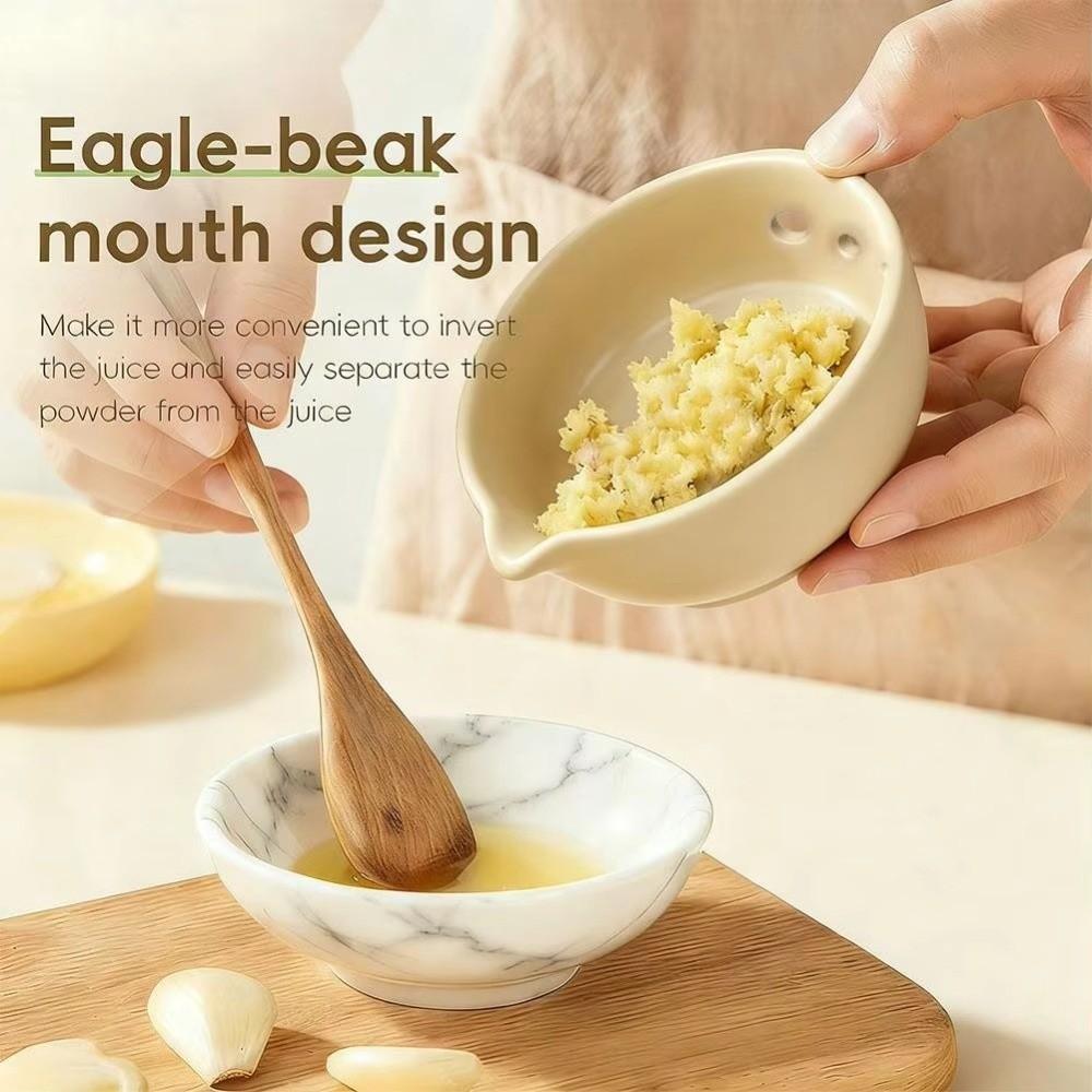 Handmade Garlic Grater Bowl 2-in-1 Garlic Grinder Multi-Functional Ginger Grater  Home Cooking