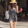 Korean Floral Spaghetti Strap Bandeau Swimsuit for Women