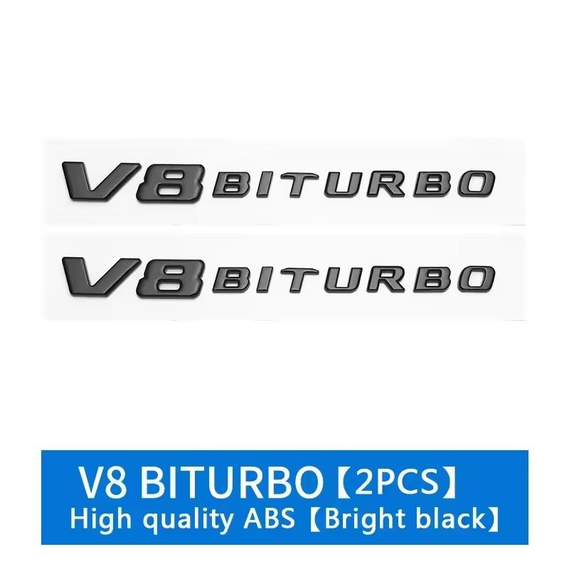 3D ABS V8 BITURBO TURBO 4MATIC Letter Emblem Car Fender Side Sticker For Mercedes Benz W222 W223 W205 W204 Rear Trunk Styling AX1