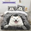 Black Samoyed Pattern Bedding Home Decoration Birthday Gift (1 * duvet cover + 2 * pillowcase, without core)