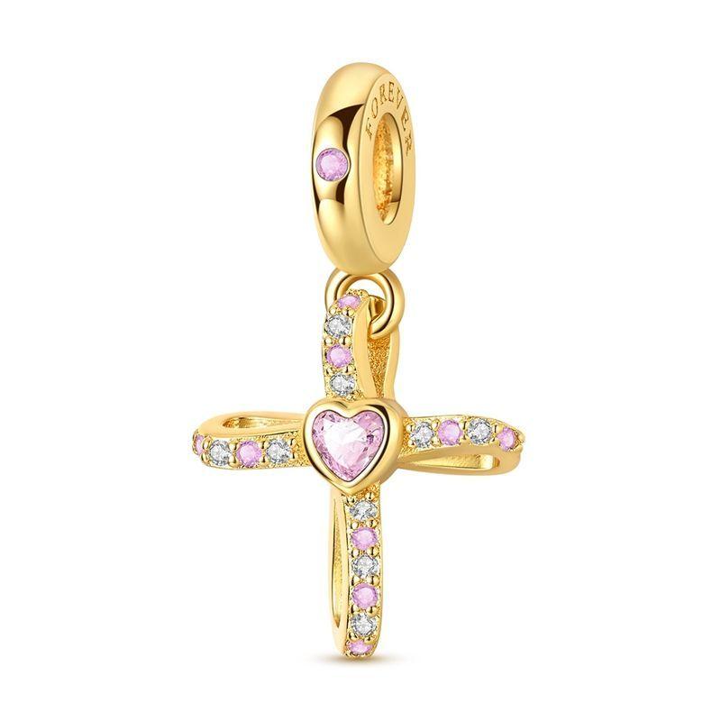 925 Silver Christian Charms Holy Bible Cross Virgin Mary Beaded Bracelet Jewelry Faith Slogan Gift for Religious Women