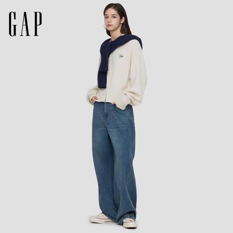 Gap Women's Embroidered Logo Ribbed Knit Cardigan