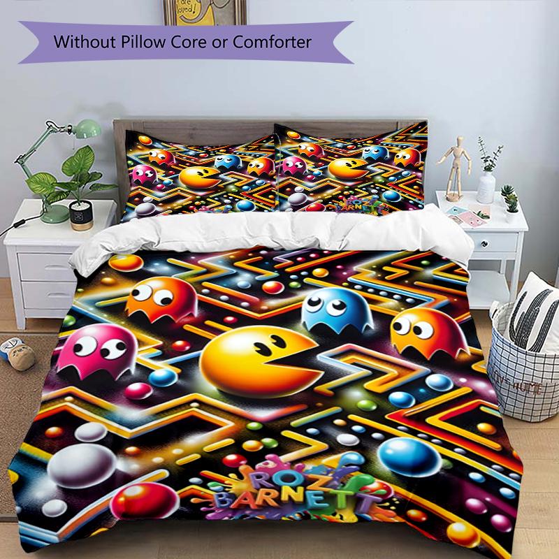 3pcs Duvet Cover Set (1*Duvet Cover + 2*Pillowcase, Without Core),PAC Print Bedding Set, Bedroom Decor, All‑Season, Birthday Gift