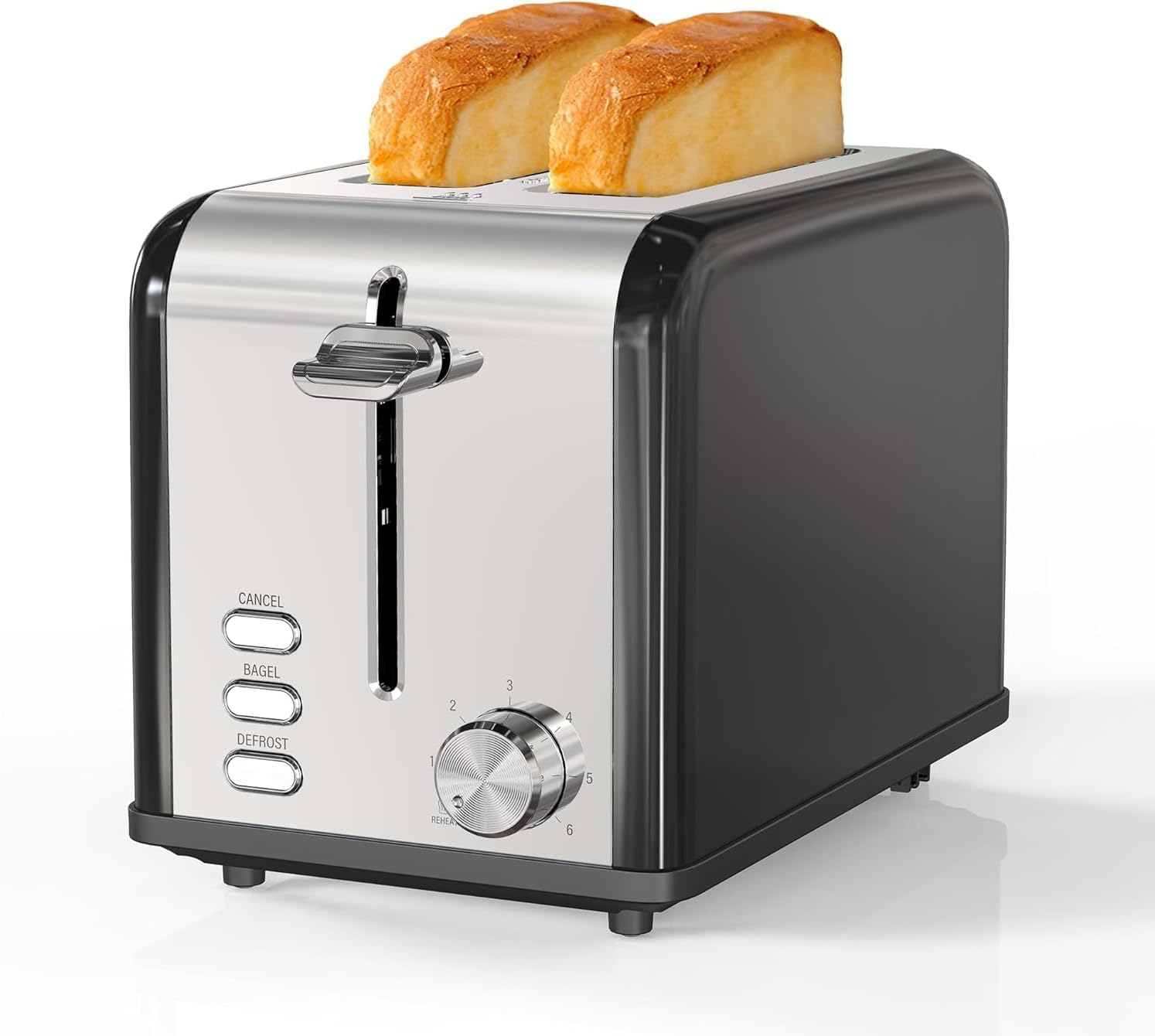 Stainless Steel 2-Slice Toaster, 6 Browning Setting and 3 Function Toaster, Extra Wide Slot, for Bread & Waffle, B United States