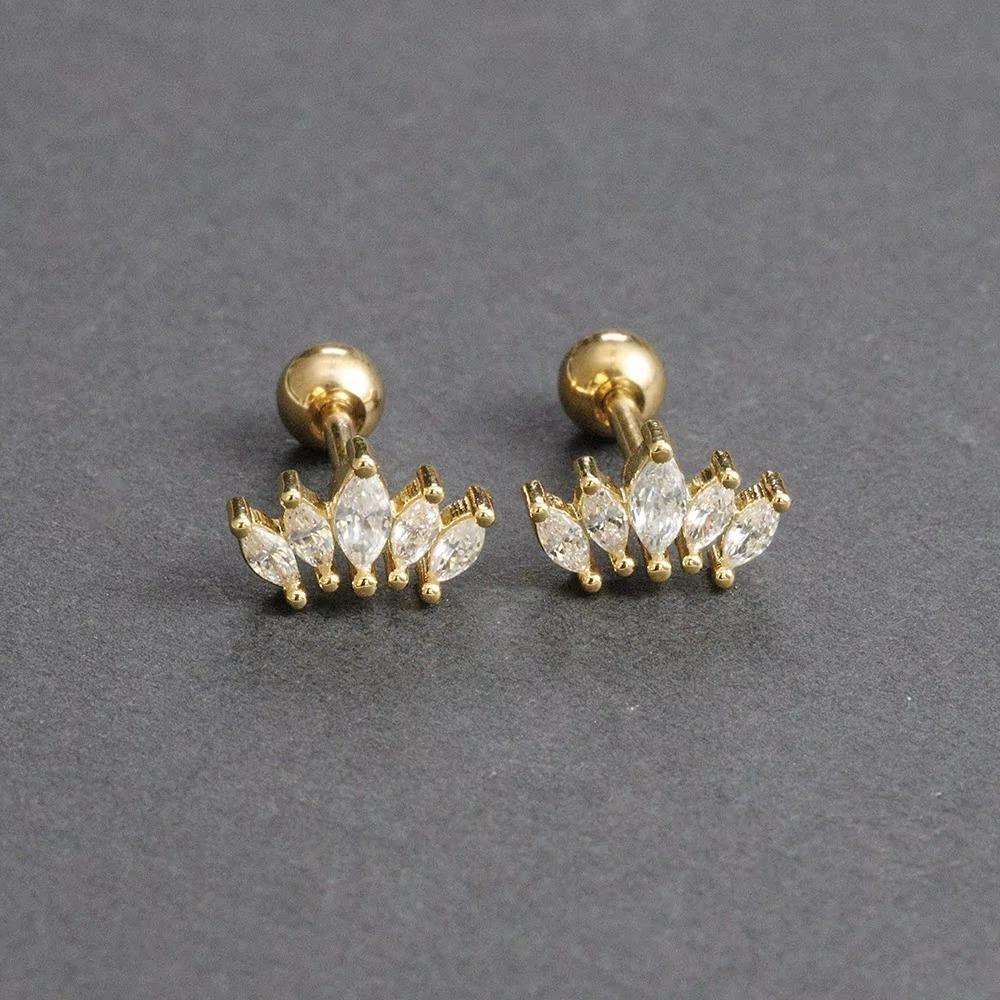 Módní nerezové ocelové zirkonové řetízkové kruhové náušnice pro ženy, piercing do srdce Helix Tragus, svatební šperky