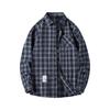 Men's Spring Plaid Trendy Fashion Loose Drop Shoulder Stand Collar Long Sleeve Shirt