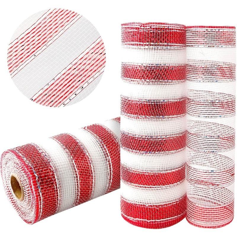 Golden Grid Ribbon Christmas Tree Decoration Mesh Tulle Roll Fabric Pendant For Christmas Decor Party Home Room Xmas Wreath Gift