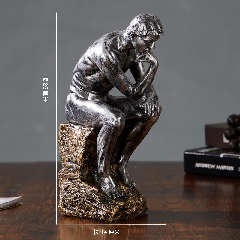 Creatieve Beeldhouwkunst Hars Ambachten Denker Contemplatieve Beeldje Gouden Man Decoratieve Beeldjes Woondecoratie