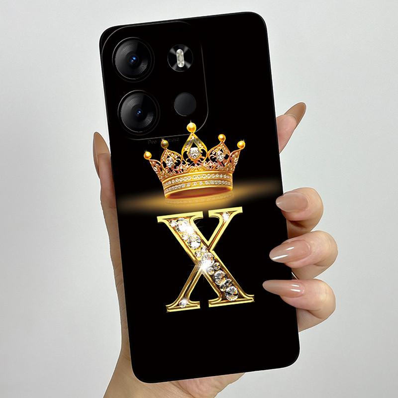 For Tecno Pop 7 Pro Pop7 BF6 BF7 Phone Case Crown Letter Back Cover Soft Liquid Silicone Fundas For Tecno Spark GO 2023 Bumper