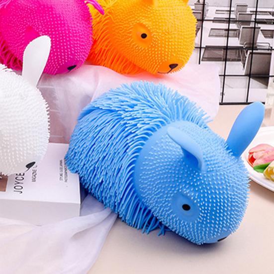 Stress Relief Animal Squeeze Toy Long Hairs Rabbit Dog Cat Sensory Toy Portable Stretchy Animal Shape Stress Ball Decompression Toy