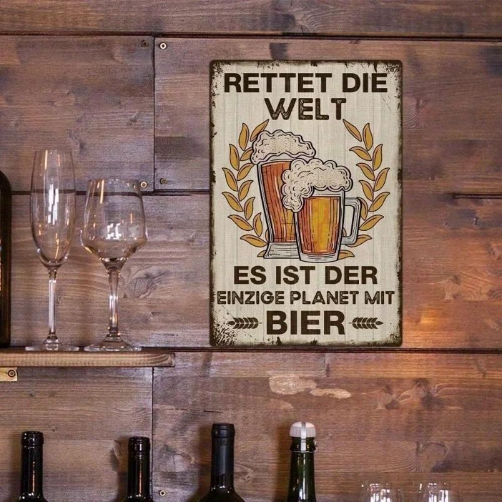 Metal Wall Poster Retter Die Welt German Beer Vintage Bar Decor