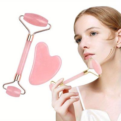 Novo 2PCS Pedra Facial Gua Sha Massageador Facial Rolo Ferramentas de Cuidados com a Pele Pedra Gousha para o Rosto Rolo Raspador Gouache